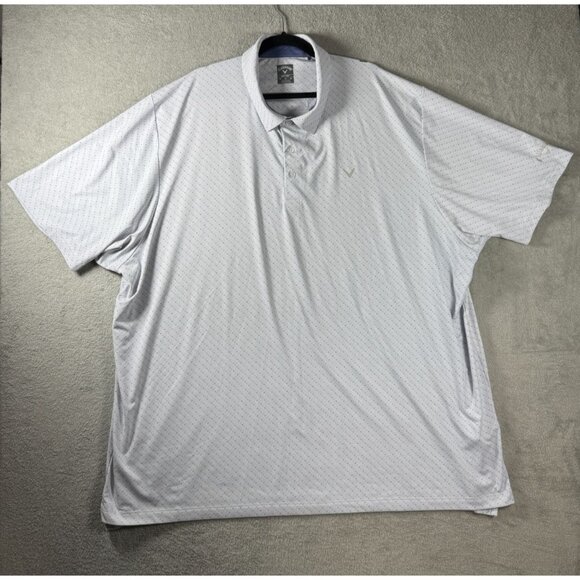 Callaway Opti-Dri BIG & TALL Polo Shirt 4XL White & Gray Short Sleeve Golf Appar - Picture 1 of 7